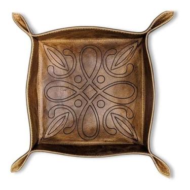 Imagem de Organizador De Mesa Porta-trecos Em Couro 16x16x4cm - Sparta Acessório