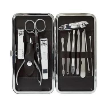 Imagem de Kit Manicure Portátil 12 pcs + Estojo material sintético Cortador Unha