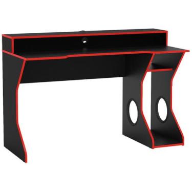 Imagem de Mesa para Computador Politorno Fremont 40180693.0002, Preto e Vermelho