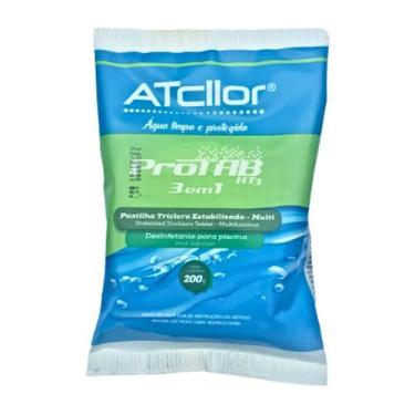 Imagem de Pastilha Tablete Atcllor Protab Ação 3em1 200gr para Piscina, Branco