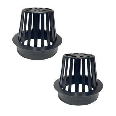 Imagem de Kit 2 Ralo Abacaxi Plástico Anti Folhas Para Calha e Tubo 100 Mm - FIC