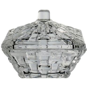 Imagem de POTICHE BOMBONIERE VASO DECORATIVO QUADRADO HOME&CO COM TAMPA VIDRO 5x