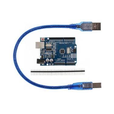 Imagem de UNO R3 ATmega328P com cabo USB para Arduino - Compatível com Arduino UNO R3 Mega 2560 Nano robô para Arduino IDE AVR MCU Learner K53, azul
