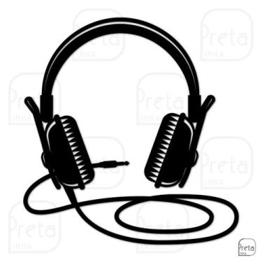Imagem de Escultura de Parede Decorativo Musica Headphone 50x47cm - Linha Preta