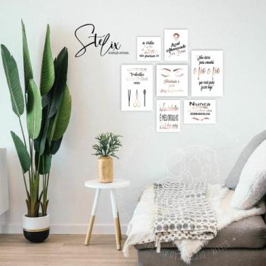 Imagem de Quadros Para Designer de Sobrancelhas Rosê Gold e Branco - Stelix