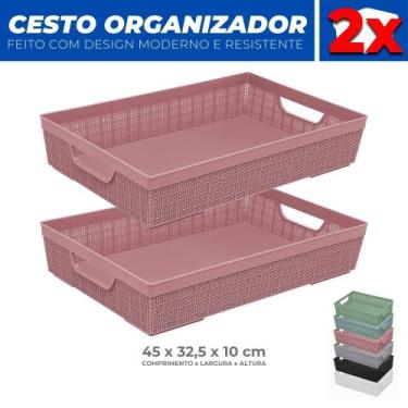 Imagem de Kit 2 Cestos Organizador Armário Gaveta Lavanderia G 45x32 - Jaguar, R