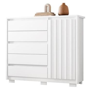 Imagem de Cômoda Sapateira 1 Porta 5 Gavetas 125cm Duetto Branco - Albatroz, Bra