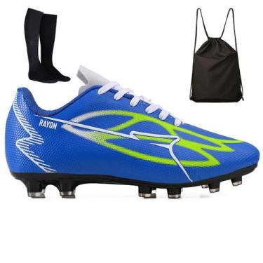 Imagem de Kit Chuteira Sintetica Futebol Campo Grama Natural + Mochila + Meião A