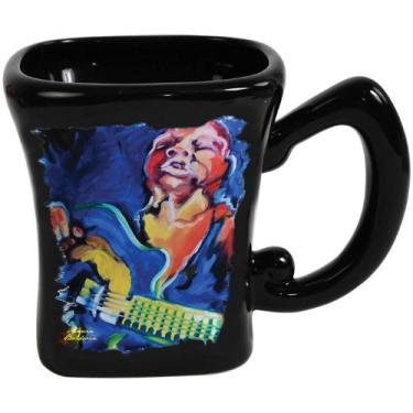 Imagem de Westland Giftware Caneca de café para músico de guitarra de jazz de cerâmica, 400 ml, preto/azul