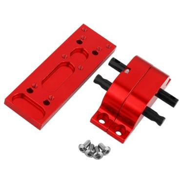 Imagem de Pothyes Metal Alloy Transfer Case Gearbox Transmission with Mount Plate for Axial SCX10 D90 1/10 RC Crawler 1/14 Tamiya Tractor Truck Upgrade Parts (red)