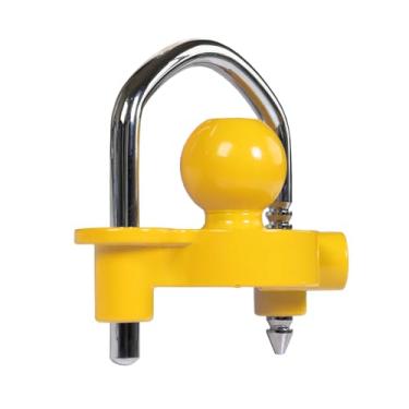 Imagem de Torin ATRCLL001B Trava de acoplador leve: trava de engate de bola de reboque ajustável, segurança de armazenamento de aço resistente e alumínio, amarelo e cromado