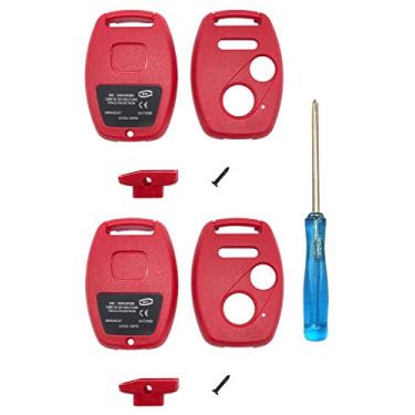 Imagem de Capa de chave de entrada sem chave de substituição sem necessidade de corte, serve para Honda Accord Civic Hybrid EX 2003-2012 CR-V Pilot EX SE 2005-2006 Pilot 2009-2015 Element Key Fob Shell (Vermelho 2+1 pacote)