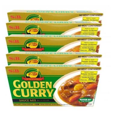 Imagem de Golden Curry S&b Chukara Picância Média 220g (Kit com 5)