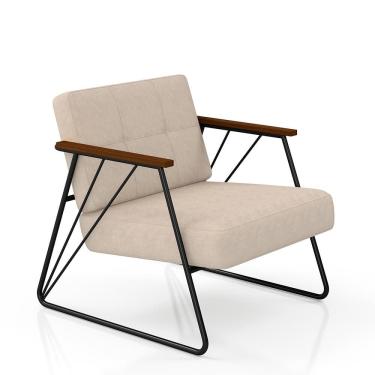 Imagem de Poltrona Estofada Columbia Estilo Industrial Preto/bege - M.a