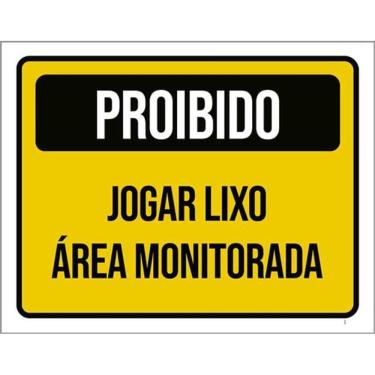 Imagem de Kit 3 Placas Sinalização Proibido Jogar Lixo Área Monitorada