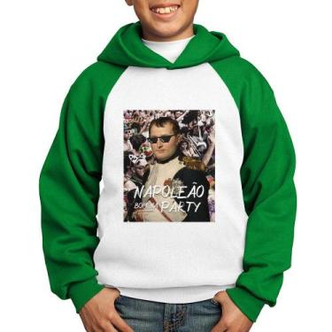 Imagem de Moletom Infantil Napoleão bom na party - Foca na Moda, Branco, Verde, 