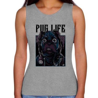 Imagem de Regata Feminina Pug Life - Foca na Moda, Cinza, GGG