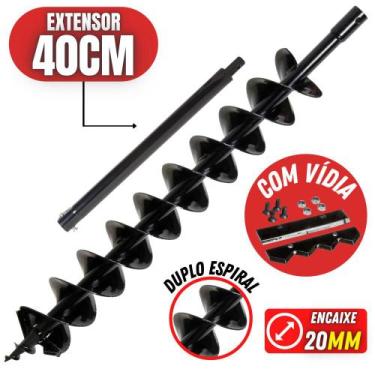 Imagem de Broca de 80x10cm Com Lâmina de Vídia Espiral Duplo + Extensor 40cm Par