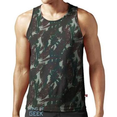 Imagem de Camiseta Regata Camuflada Camisa Camuflada Cavada Qualidade - KING OF 