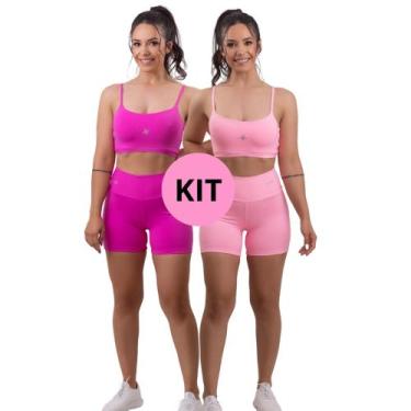 Imagem de Kit 2 conjuntos fitness top + bermuda de academia em poliamida- urbati