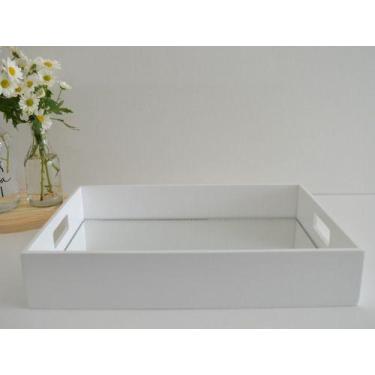 Imagem de Bandeja Branca Mdf Decoração Espelho Festa Cha Cafe Tacas - Ciranda Ar