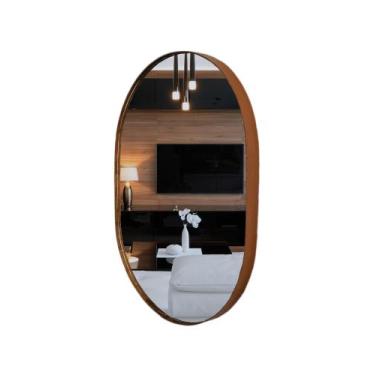 Imagem de Espelho Oval Moderno Decorativo 60x47 cm - UNI, CARAMELO