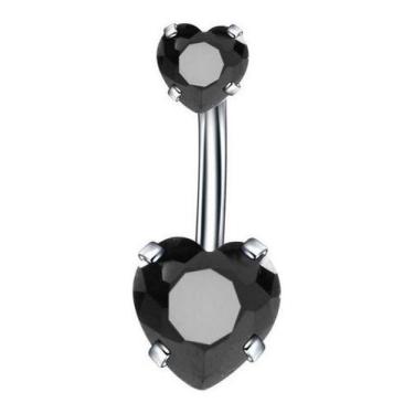 Imagem de Piercing De Umbigo Prata 2 Coração Aço Cirúrgico Zircônia - De Castro 