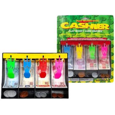 Imagem de Gaveta de caixa registradora com dinheiro cashier 22 pecas na cartela 