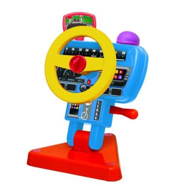 Imagem de Brinquedo P/ Bebe Volante Fom Fom C/ Buzina 1181 Elka, Azul, Amarelo e