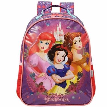 Imagem de Mochila Escolar Princesas Castelo Costas Tam G Infantil - Xeryus