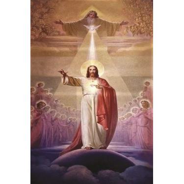 Imagem de Quadro Decorativo Jesus e o Espírito Santo 30x20 Mdf Adesivado - Ataca