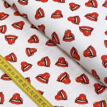 Imagem de Tecido Estampado para Patchwork - Essentials Boca Fundo Branco (0,50x1