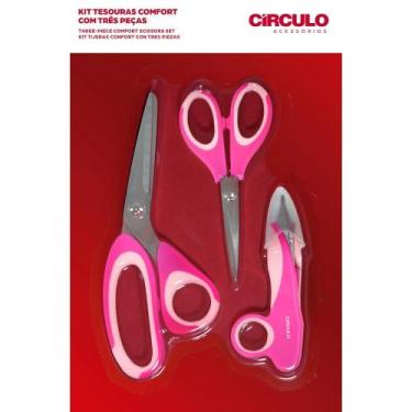 Imagem de Kit 3 Tesouras Comfort Círculo - Pink e Rosa