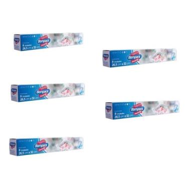 Imagem de Kit 5 Pacotes Bompack c/ 8 unidades Saco plástico Packzip 26,5X32CM