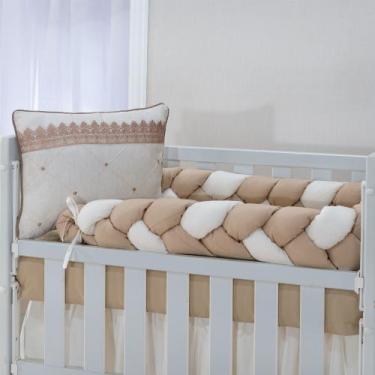 Imagem de kit enxoval para MINI berço modelo de trança monreale bege neutro - me