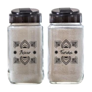 Imagem de Kit Potes De Vidro 300ml 2Pç (Açúcar/Farinha) Com Tampa Polvilhar - VE