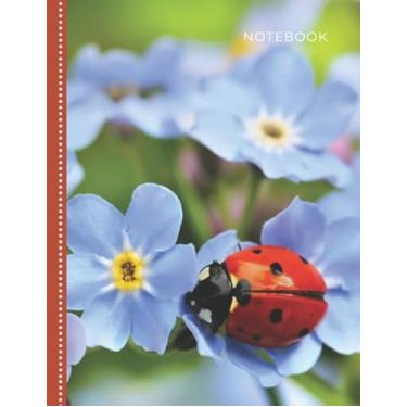 Imagem de Notebook: Pretty Ladybug on Blue Flower Photo Cover Design/College Ruled 8.5x11 Letter Size / 120 Blank Lined Pages for School/Work/Journaling/Writing/Note Taking