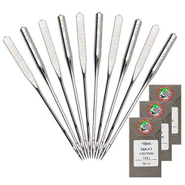 Imagem de APACALI Agulhas para Máquina de Costura, 30 Pacotes, Tamanho 75/11, 130/705H, Hax1, Agulhas de Costura para Bordado, para Máquina de Costura Brother (3 Pacotes de 10 Agulhas)