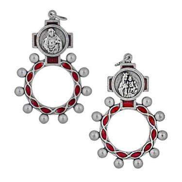 Imagem de Venerare Anel de terço tradicional de 5 cm | 6 temas sagrados duplos | Acessórios de oração | Presente católico para confirmação | Artigos domésticos cristãos, Metal Metal esmaltado