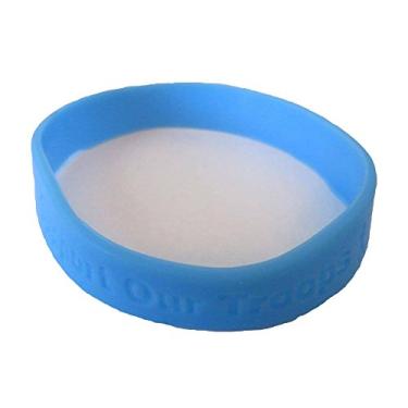 Imagem de Armed Forces Depot Pulseira Support Our Troops com fita. Amarelo, azul, verde OD, vermelho, branco e azul. Feito nos EUA (azul)