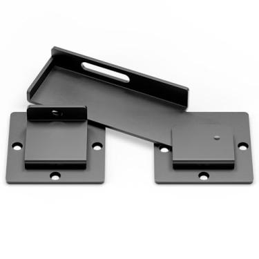 Imagem de 1 pacote com trinco para portão com orifício para cadeado, trava de metal resistente para portão, preto fosco para portão externo, cerca de madeira, porta de celeiro