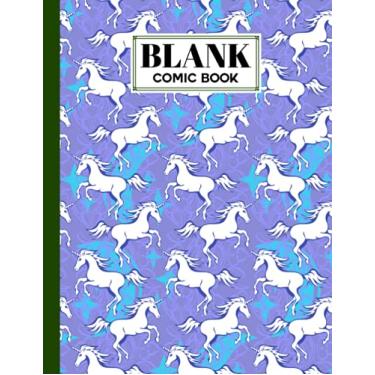 Imagem de Blank Comic Book: Premium Unicorn Cover Blank Comic Book, Create Your Own Story, Journal, Notebook, Sketchbook for Kids and Adults, 120 Pages - Size 8.5" x 11" Notebook by Simone Bach