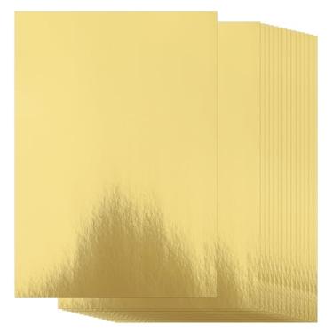 Imagem de Erilano 50 folhas de cartolina dourada de 21 x 28 cm, placa espelhada dourada para scrapbook, confecção de cartões, convites de casamentos e aniversários (250 gsm)