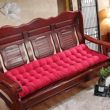 Imagem de Almofadas para espreguiçadeiras ao ar livre - Almofada de banco grossa, macia e protegida contra UV com laços para pátio, piscina, cadeiras reclináveis ​​de jardim(Red,45 * 160cm)