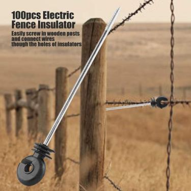 Imagem de Isoladores de Anel de Cerca Elétrica, 100 Peças, Parafuso Resistente para Poste de Madeira, Isolador de Longa Distância