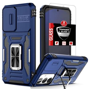 Imagem de FRLMOOES Capa para Samsung Galaxy S24 FE com 2 protetores de tela, capa para S24 FE com proteção de câmera deslizante e suporte de anel de 360° à prova de choque, resistente a quedas, capa de proteção