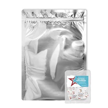 Imagem de PackFreshUSA Bolsas de Mylar com Zíper Galão com Absorventes de Oxigênio 500cc em 10 pacotes com Guia LTFS (100)