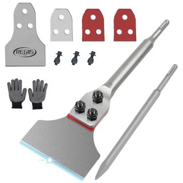 Imagem de Regiis Tech Raspador de Piso Sds Plus 3 Pol.x12 Pol. Removedor de Adesivos para Pisos de Cerâmica, Ferramenta de Remoção de Argamassa, Broca de Cinzel com Lâminas Sobressalentes e (,)