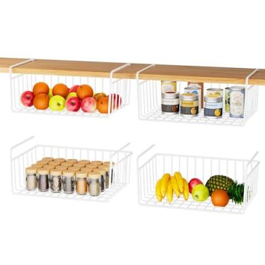 Imagem de SUFAUY sob o organizador da cesta de prateleira, desliza sob a caixa de armazenamento da prateleira do armário com capacidade para até 22 libras para armário de estante de mesa de despensa d