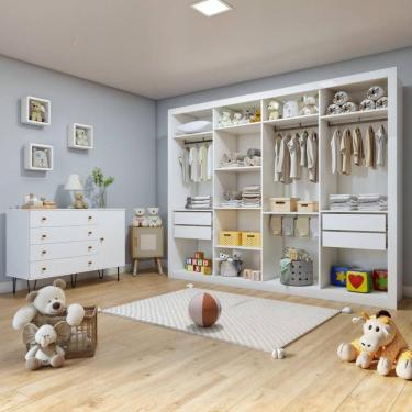 Imagem de Quarto Infantil Closet Dani com Cômoda 1 Porta 4 Gavetas Aurora Branco